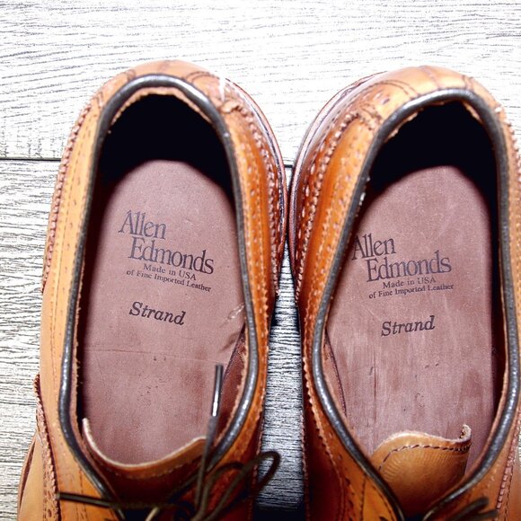 * NIB * $395 Allen Edmonds STRAND Oxford 9 D Walnut * add $15 new Trees - Picture 5 of 13